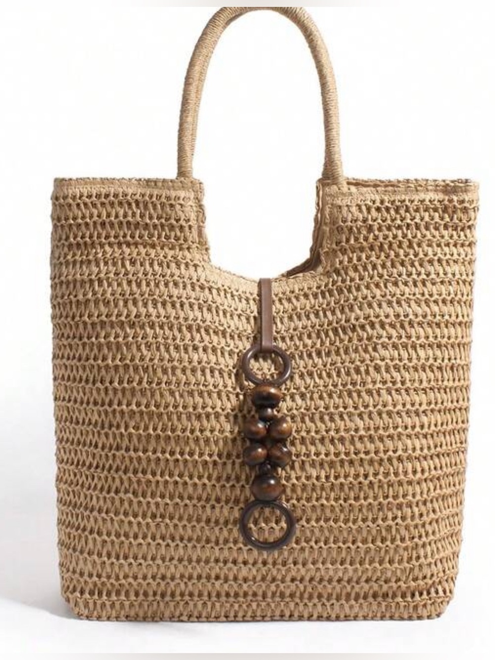 Camel Woven Straw Tote Bag - Picture 7 of 7